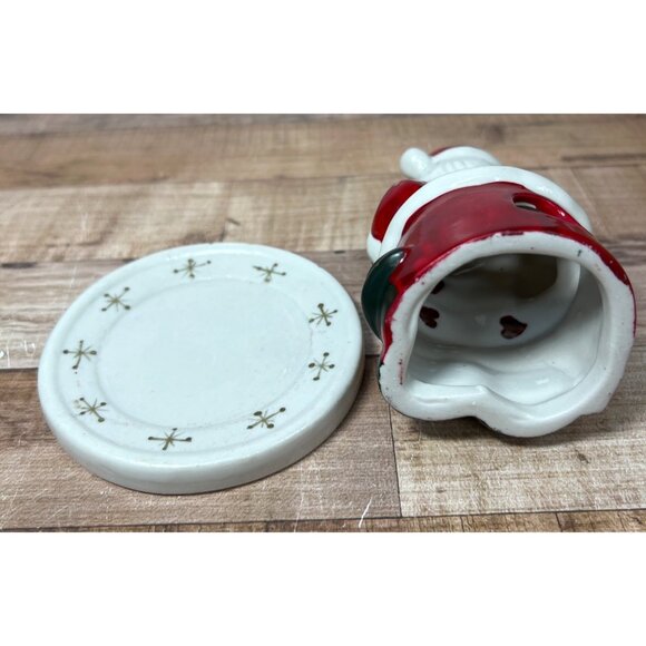 Ceramic Santa Claus Tealight Holder With Heart Cutouts & Snowflake Base - Picture 5 of 5